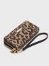 Leopard Pattern Metal Decor Long Wallet With Wristlet