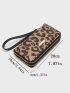 Leopard Pattern Metal Decor Long Wallet With Wristlet