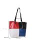 3pcs Color Block Crocodile Embossed Tote Bag Set