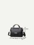 Metal Decor Double Handle Satchel Bag