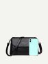 Metal Letter Decor Studded Detail Flap Crossbody Bag