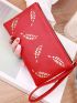Leaf Pattern Long Wallet With Wristlet