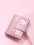 Crocodile Embossed Snap Button Small Wallet