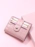 Crocodile Embossed Snap Button Small Wallet