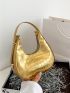 Metallic Crocodile Embossed Hobo Bag