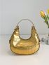Metallic Crocodile Embossed Hobo Bag