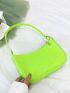 Neon Lime Minimalist Neon Green Baguette Bag