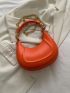 Embossed Detail Top Handle Chain Hobo Bag