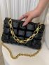 Quilted Detail Chain Ruched Bag