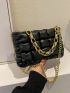 Quilted Detail Chain Ruched Bag