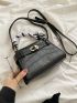 Mini Crocodile Embossed Twilly Scarf Decor Square Bag