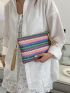 Chevron Pattern Tassel Decor Straw Bag