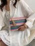 Chevron Pattern Tassel Decor Straw Bag