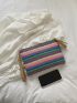 Chevron Pattern Tassel Decor Straw Bag