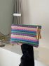 Chevron Pattern Tassel Decor Straw Bag