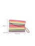 Color Block Flap Straw Bag