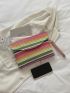 Color Block Flap Straw Bag