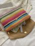 Color Block Flap Straw Bag