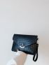 Crocodile Embossed Flap Square Bag With Wristlet
