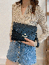 Crocodile Embossed Flap Square Bag With Wristlet