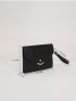 Crocodile Embossed Flap Square Bag With Wristlet