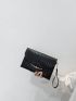 Crocodile Embossed Flap Square Bag With Wristlet