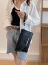Crocodile Embossed Flap Square Bag With Wristlet