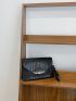 Crocodile Embossed Flap Square Bag With Wristlet
