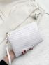 Holographic Quilted Detail Clutch Bag With Wristlet