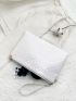 Holographic Quilted Detail Clutch Bag With Wristlet