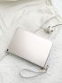 Holographic Quilted Detail Clutch Bag With Wristlet