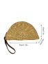 Semicircle Design Straw Bag With Wristlet