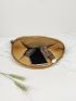 Semicircle Design Straw Bag With Wristlet