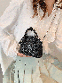 Mini Litchi Embossed Letter Graphic Chain Dome Bag