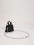 Mini Letter Graphic Litchi Embossed Dome Bag