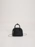 Mini Litchi Embossed Letter Graphic Chain Dome Bag