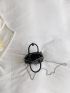 Mini Litchi Embossed Letter Graphic Chain Dome Bag