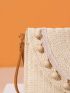 Bead Tassel Decor Straw Bag