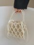 Mini Faux Pearl Decor Drawstring Design Square Bag