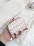Stone Embossed Zipper Around Small Wallet