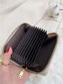 Stone Embossed Zipper Around Small Wallet
