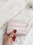 Stone Embossed Zipper Around Small Wallet