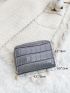 Stone Embossed Zipper Around Small Wallet