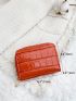 Stone Embossed Zipper Around Small Wallet