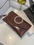 Crocodile Embossed Chain Decor Square Bag