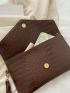 Crocodile Embossed Chain Decor Square Bag