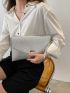 Metallic Embossed Flap Square Bag With Wristlet
