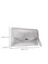 Metallic Embossed Flap Square Bag With Wristlet