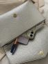 Metallic Embossed Flap Square Bag With Wristlet