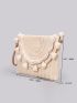 Tassel Decor Flap Straw Bag